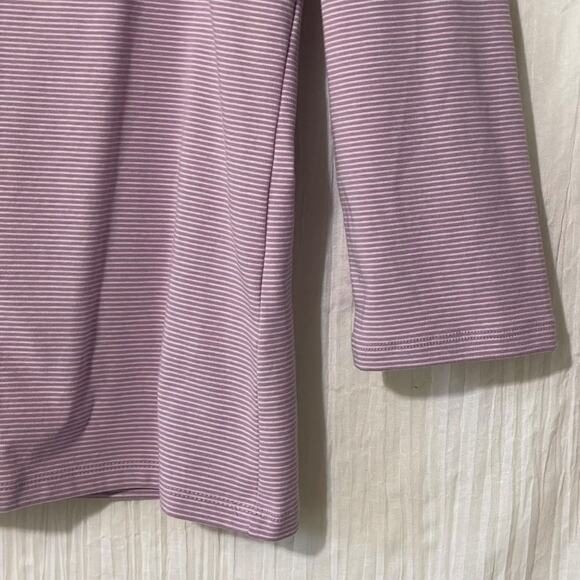 Lauren Ralph Lauren Purple White Striped Slim Fit Cotton Top Womens Large - Picture 8 of 12